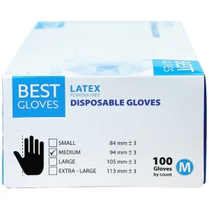 Găng tay cao su y tế không bột phủ Latex Powder Free Disposable Best Gloves size M (100 cái)