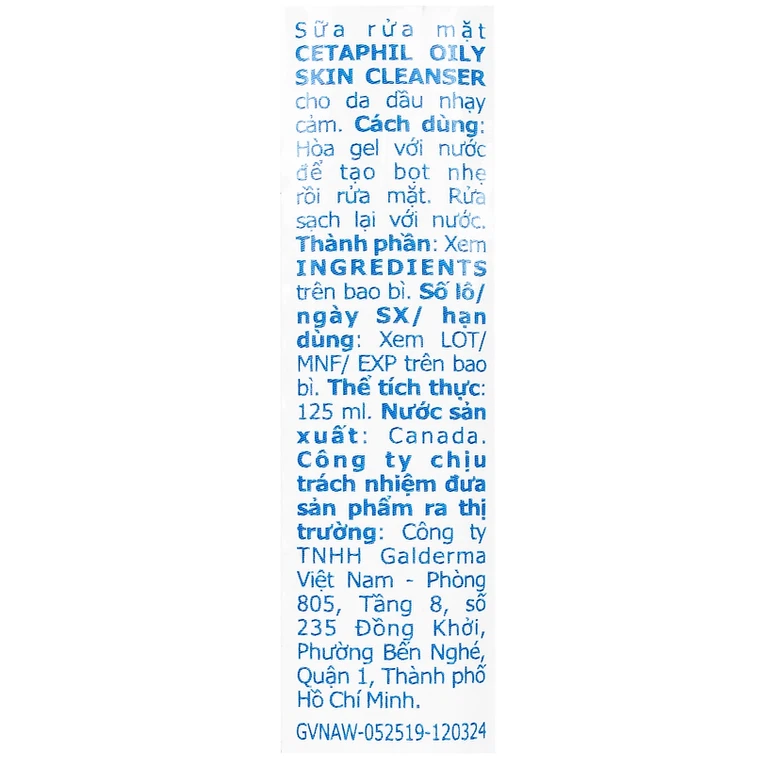 Sữa rửa mặt Cetaphil Oily Skin Cleanser 125ml Cetaphil dành cho da dầu nhạy cảm
