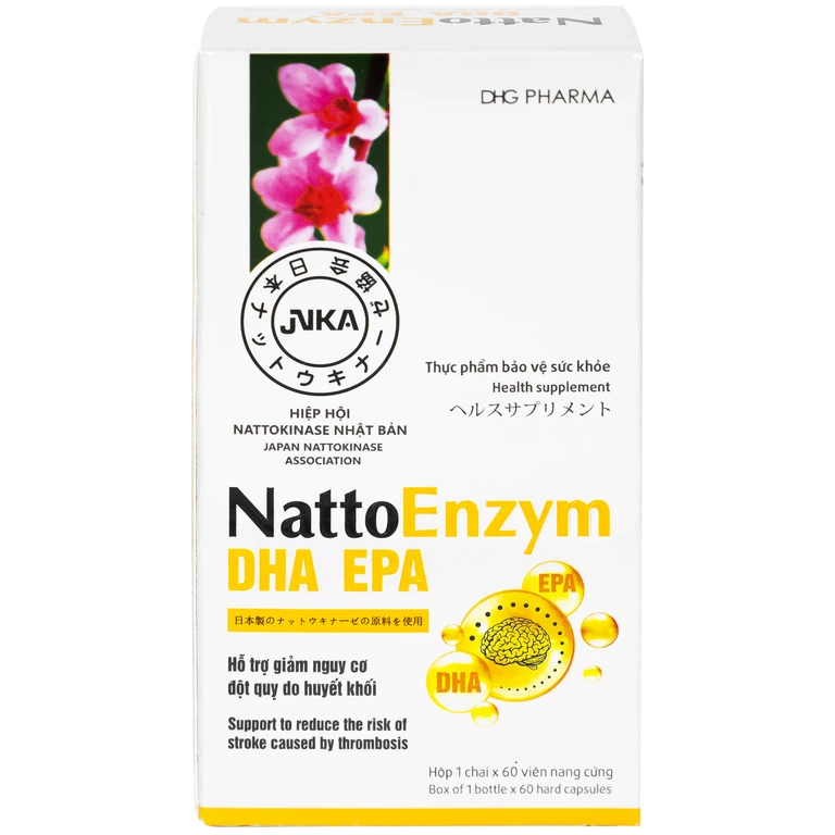 Viên uống NattoEnzym DHA EPA DHG Pharma hỗ trợ giảm nguy cơ đột quỵ do huyết khối (60 viên)