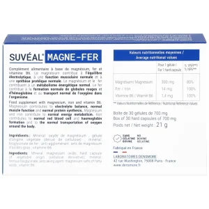 Viên uống Suvéal Magne-Fer Densmore bổ sung magie, vitamin B6 và sắt cho cơ thể (2 vỉ x 15 viên)