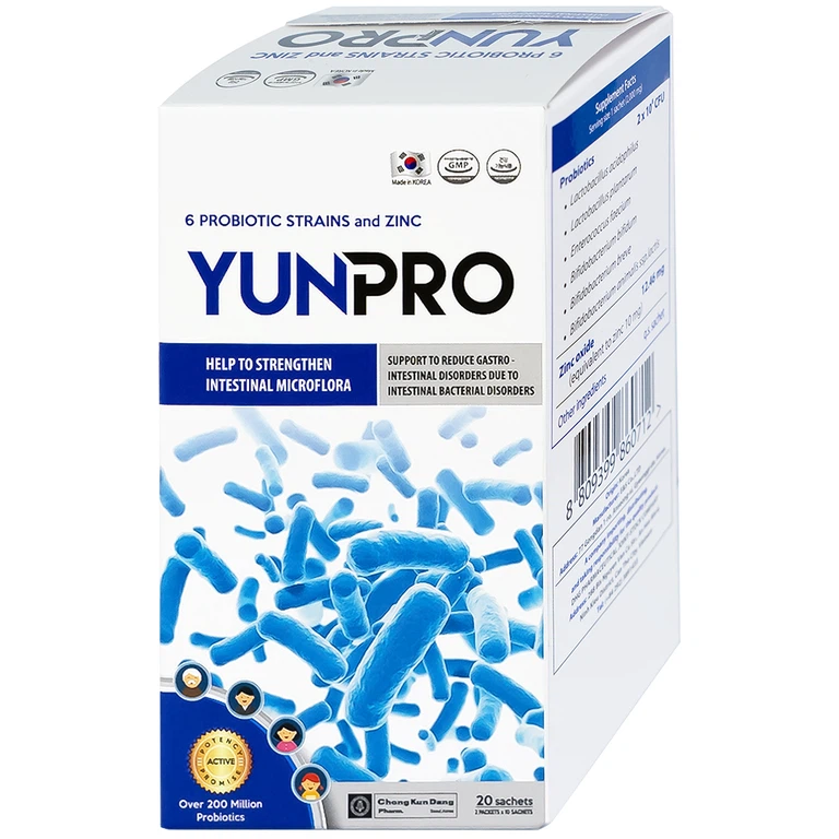Men vi sinh Yunpro 2g DHG Pharma cân bằng hệ vi sinh đường ruột, giảm rối loạn tiêu hóa (20 gói)