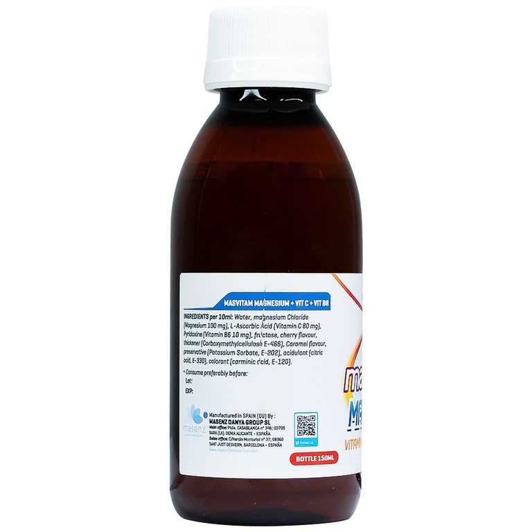 Dung dịch Masvitam Magnesium + Vit C + Vic B6 150ml bổ sung Magnesium, Vitamin C và Vitamin B6 cho cơ thể