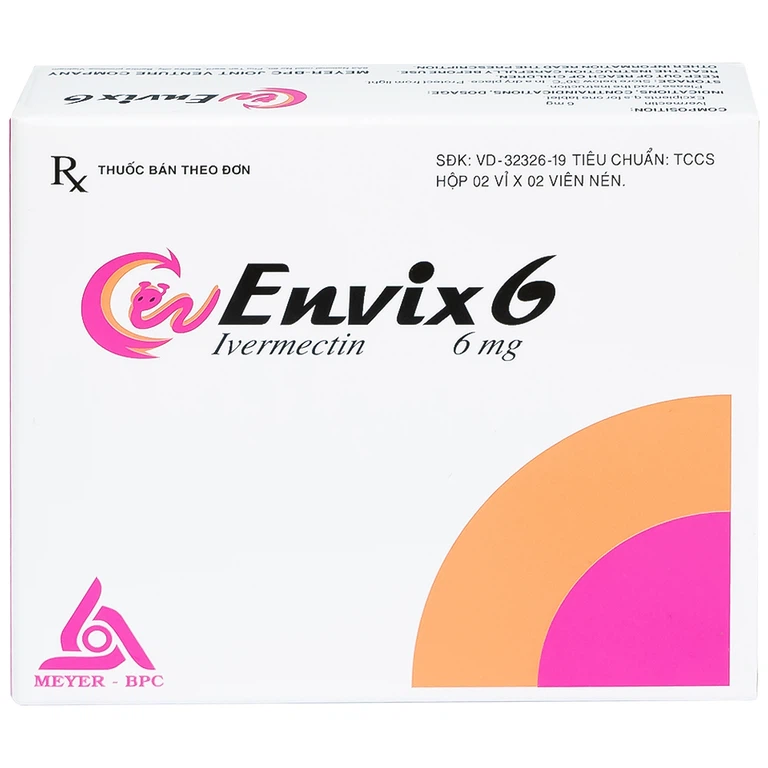 Thuốc Envix 6 Meyer - BPC điều trị giun chỉ Onchocerca, giun lươn ở ruột (2 vỉ x 2 viên)