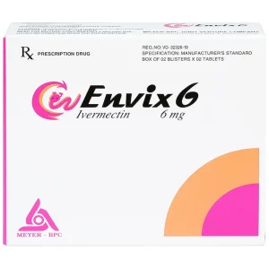 Thuốc Envix 6 Meyer - BPC điều trị giun chỉ Onchocerca, giun lươn ở ruột (2 vỉ x 2 viên)