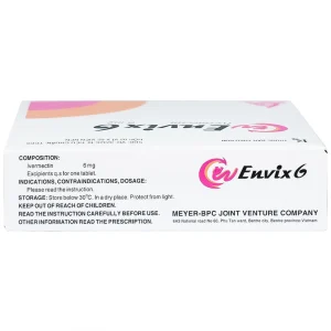 Thuốc Envix 6 Meyer - BPC điều trị giun chỉ Onchocerca, giun lươn ở ruột (2 vỉ x 2 viên)
