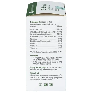 Cốm Trí Não G-Brain 3g Grand Nutrition bổ sung DHA và các vitamin hỗ trợ phát triển não bộ cho trẻ (30 gói)