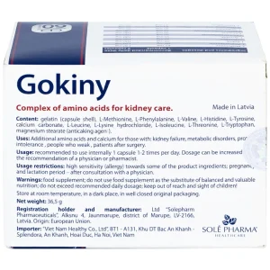 Viên uống Gokiny Solé Pharm bổ sung các amino acid cho cơ thể, tăng cường sức khỏe (6 vỉ x 10 viên)