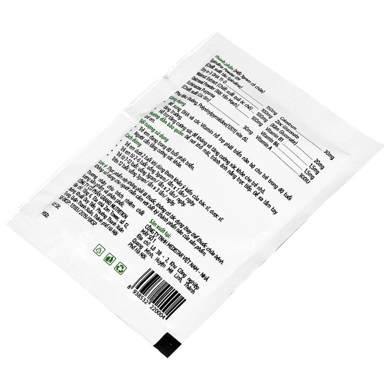 Cốm Trí Não G-Brain 3g Grand Nutrition bổ sung DHA và các vitamin hỗ trợ phát triển não bộ cho trẻ (30 gói)