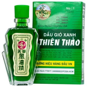 Dầu gió xanh Thiên Thảo 12ml Trường Sơn dùng hỗ trợ trong trường hợp cảm, ho, sổ mũi, nhức đầu (12 chai)