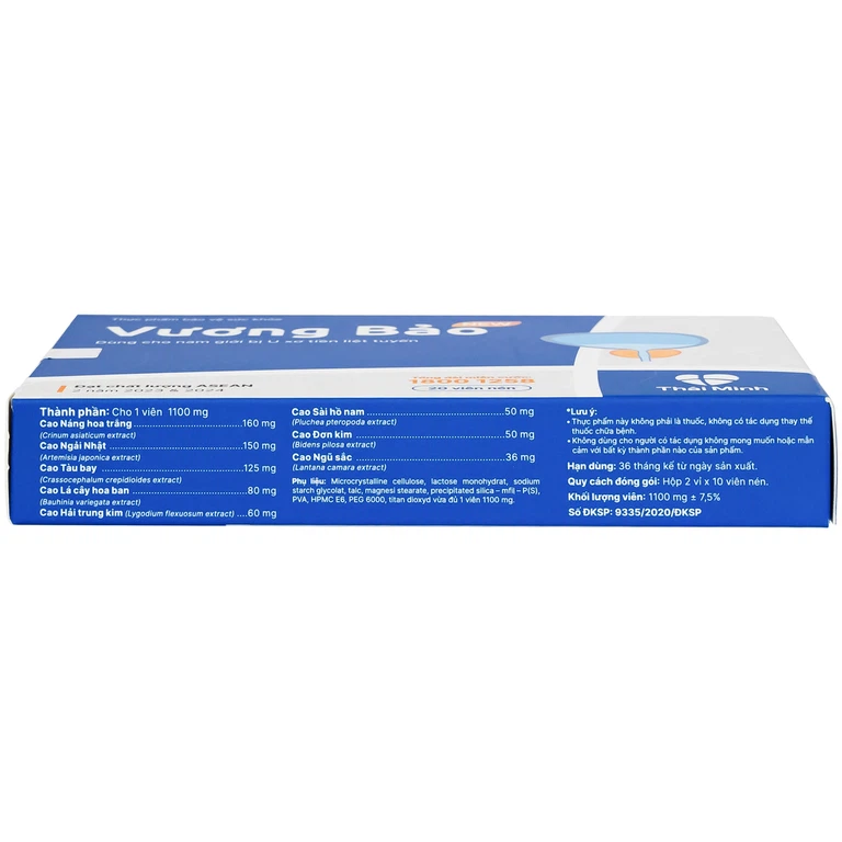 Viên uống Vương Bảo Thái Minh dùng cho nam giới bị u xơ tiền liệt tuyến (2 vỉ x 10 viên)