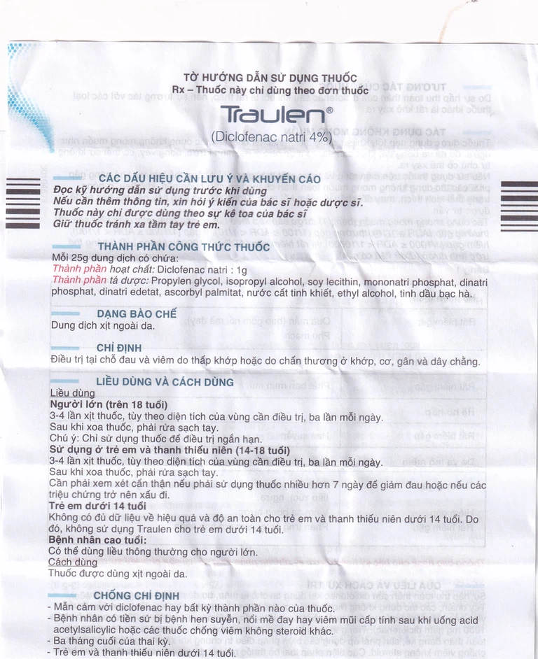 Thuốc giảm đau Traulen 4% OP Pharma dạng xịt hỗ trợ điều trị tại chỗ đau và viêm do thấp khớp (25g)