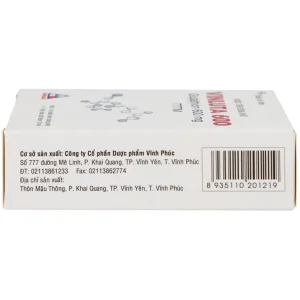 Thuốc tiêm Vinluta 600 Vinphaco giảm độc tính của xạ trị và hóa chất điều trị ung thư (1 lọ bột + 1 ống nước cất tiêm 10ml)