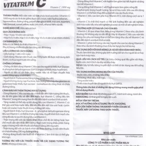 Thuốc Vitatrum C 1000mg Reliv ngăn ngừa và điều trị bệnh do thiếu vitamin C (10 viên)