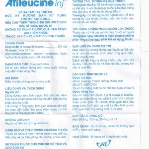 Dung dịch tiêm AtiLeucine inj 500mg/5ml An Thiên điều trị triệu chứng cơn chóng mặt (2 vỉ x 5 ống)