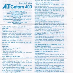 Thuốc A.T Cetam 400 An Thiên điều trị chóng mặt, giật rung cơ, thiếu máu não, suy giảm nhận thức ở người già (30 ống x 10ml)