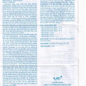 Thuốc A.T Cetam 400 An Thiên điều trị chóng mặt, giật rung cơ, thiếu máu não, suy giảm nhận thức ở người già (30 ống x 10ml)