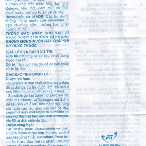Hỗn dịch uống A.T Sucralfate 1000mg An Thiên điều trị loét dạ dày tá tràng (20 gói x 5g)