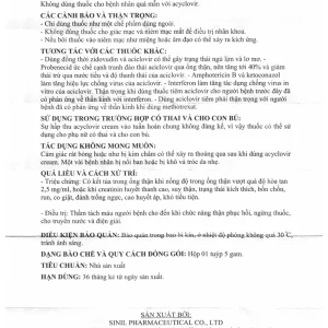 Kem bôi da Acyclovir Sinil điều trị nhiễm virus Herpes simplex (5g)