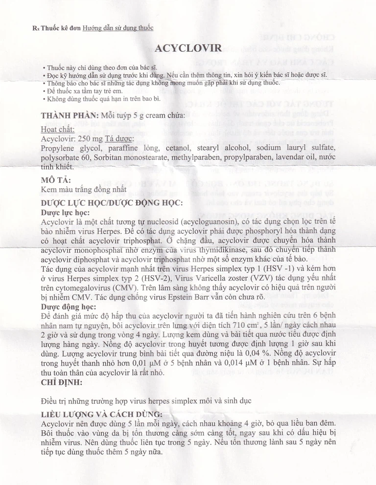 Kem bôi da Acyclovir Sinil điều trị nhiễm virus Herpes simplex (5g)