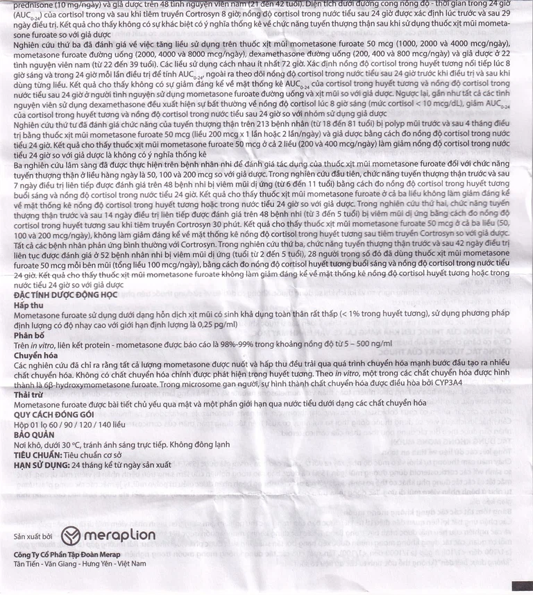 Thuốc xịt mũi Adacast Meraplion điều trị viêm mũi dị ứng, sung huyết và mất mùi, viêm mũi xoang (60 liều)