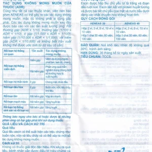 Thuốc Aeneas 20 An Thiên điều trị phù não, phòng và điều trị tụ máu (3 vỉ x 10 viên)