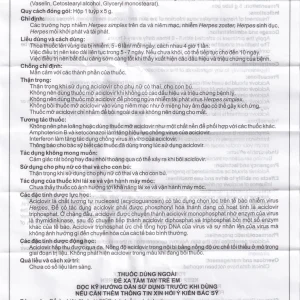 Thuốc mỡ bôi da Agiclovir 5% Agimexpharm điều trị nhiễm Herpes simplex, Herpes zoster, Herpes sinh dục (5g)