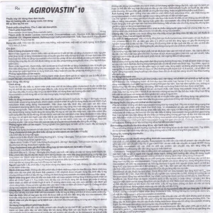 Thuốc Agirovastin 10 Agimexpharm điều trị tăng cholesterol máu (6 vỉ x 10 viên)