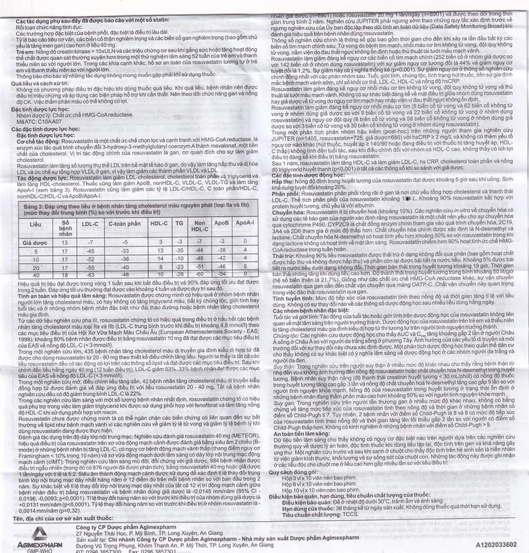 Thuốc Agirovastin 10 Agimexpharm điều trị tăng cholesterol máu (6 vỉ x 10 viên)
