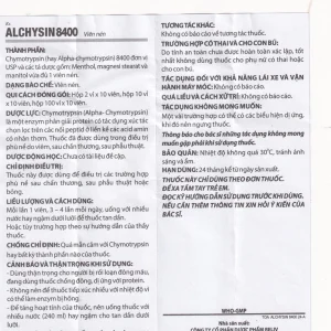 Thuốc Alchysin 8400 Reliv điều trị các trường hợp phù nề sau chấn thương (2 vỉ x 10 viên)