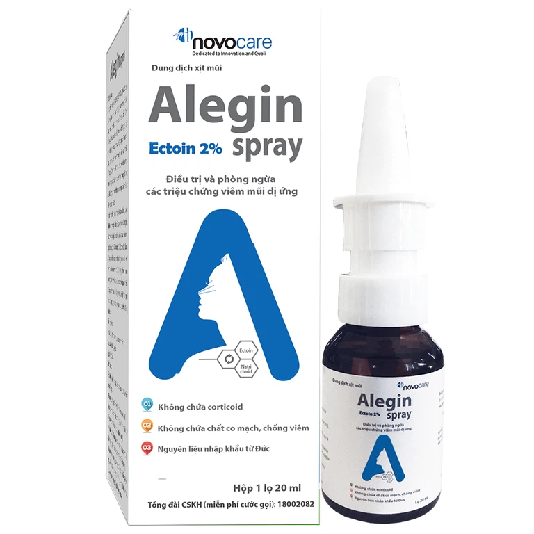 Dung dịch xịt mũi Alegin Spray 20ml CPC1HN hỗ trợ điều trị và phòng ngừa các triệu chứng viêm mũi dị ứng