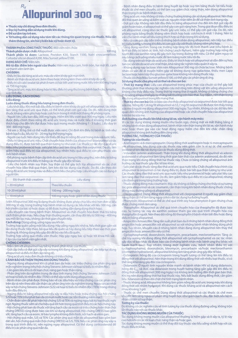 Thuốc Allopurinol 300mg Domesco điều trị tăng acid uric máu, sỏi thận (2 vỉ x 10 viên)