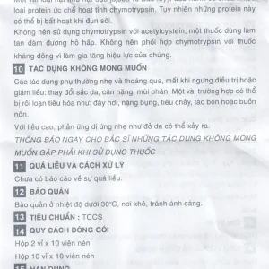 Thuốc Alpha-Chymotrypsin Euvipharm điều trị phù nề sau chấn thương, phẩu thuật, bỏng (2 vỉ x 10 viên)