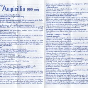 Thuốc Ampicillin 500mg Domesco điều trị nhiễm khuẩn (10 vỉ x 10 viên)