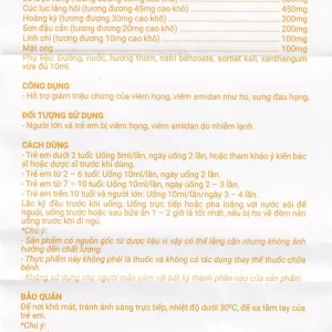 Thực phẩm bảo vệ sức khoẻ An Hầu Đan Kids Kinh Đô hỗ trợ giảm triệu chứng của viêm họng (10 gói x 10ml)