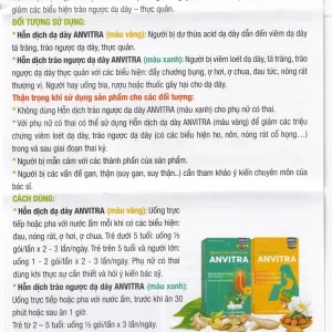 Hỗn dịch dạ dày Anvitra 15ml giảm acid dạ dày, ợ chua, nóng rát, bảo vệ niêm mạc dạ dày (15 gói)