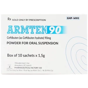 Hỗn dịch uống Armten 90 Armephaco điều trị các chứng nhiễm khuẩn đường hô hấp cấp (10 gói x 1,5g)
