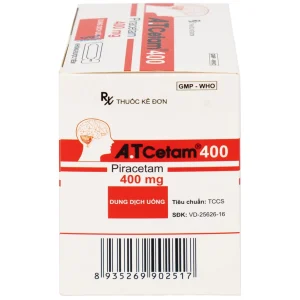Thuốc A.T Cetam 400 An Thiên điều trị chóng mặt, giật rung cơ, thiếu máu não, suy giảm nhận thức ở người già (30 ống x 10ml)