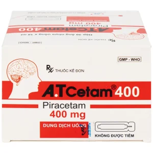 Thuốc A.T Cetam 400 An Thiên điều trị chóng mặt, giật rung cơ, thiếu máu não, suy giảm nhận thức ở người già (30 ống x 10ml)