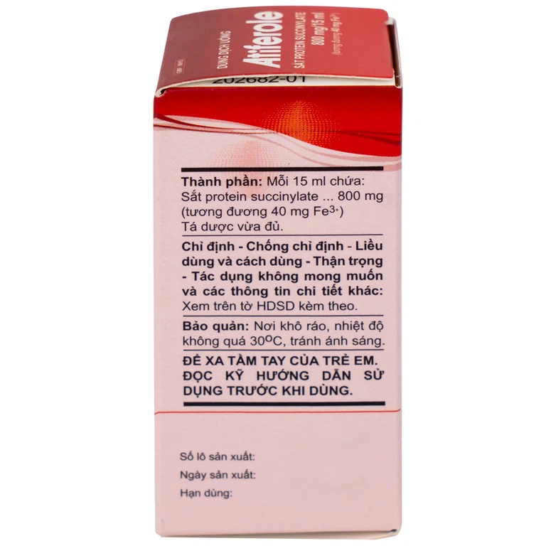 Dung dịch uống Atiferole 800mg/15ml An Thiên điều trị tình trạng thiếu hụt sắt và thiếu máu