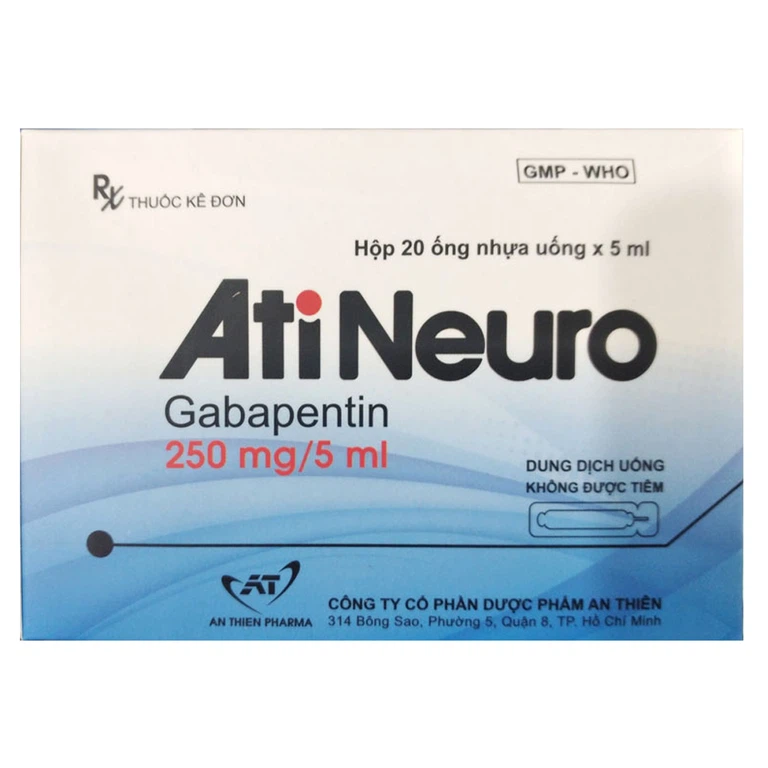 Thuốc AtiNeuro Gabapentin 250mg/5ml An Thiên điều trị động kinh cục bộ (20 ống)