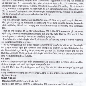 Thuốc Atorvastatin 10mg TV.Pharm điều trị tăng cholesterol toàn phần, LDL-cholesterol (3 vỉ x 10 viên)