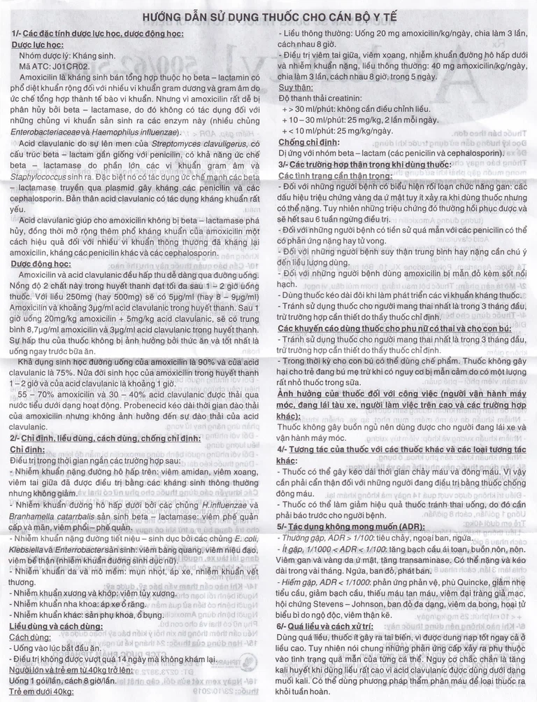 Bột Auclanityl 500/62.5mg Tipharco điều trị nhiễm khuẩn (12 gói x 3,8g)