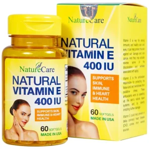 Thực phẩm bảo vệ sức khỏe Natural Vitamin E 400 IU giúp cải thiện sức khỏe da và phục hồi da (60 viên)