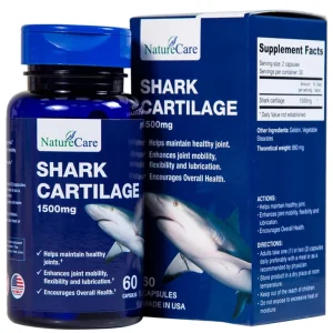Viên uống Shark Cartilage NatureCare hỗ trợ tăng cường khả năng vận động linh hoạt và bôi trơn khớp (Hộp 60 viên)
