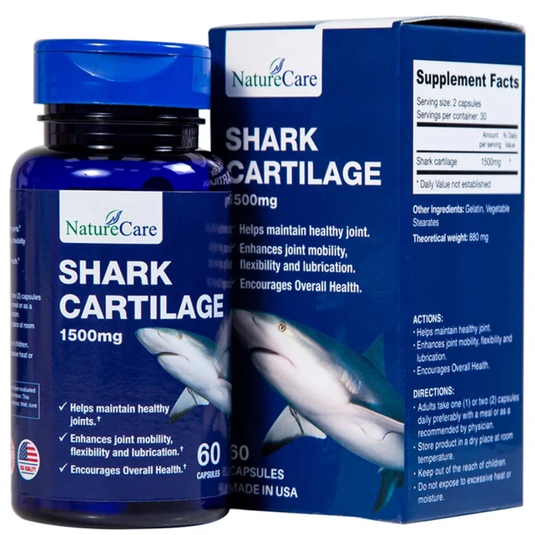 Viên uống Shark Cartilage NatureCare hỗ trợ tăng cường khả năng vận động linh hoạt và bôi trơn khớp (Hộp 60 viên)