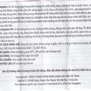 Ống hít mũi hiệu Cây Búa Axe Brand Inhaler Leung Kai Fook điều trị ngạt mũi, cảm cúm (6 ống x 1.7g)