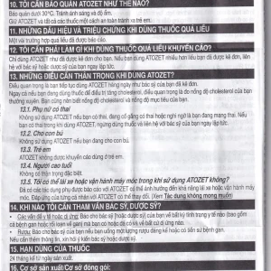 Thuốc Atozet 10mg/10mg MSD điều trị rối loạn mỡ máu, phòng ngừa các bệnh tim mạch (3 vỉ x 10 viên)