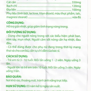 Viên uống Bạch Địa Căn Hose Hoa Sen dùng cho người cảm sốt nóng cần hạ nhiệt, đau đầu (10 vỉ x 10 viên)