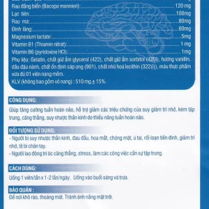 Viên uống Bamogin Thành Công tăng cường tuần hoàn não, cải thiện trí nhớ (6 vỉ x 10 viên)
