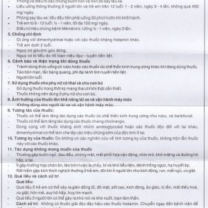 Thuốc Bestrip 50mg Pharmedic phòng và điều trị các chứng buồn nôn do say tàu xe (3 vỉ x 10 viên)